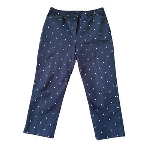 Jones New York Womens Polka Dot Pants Blue Khakis Size 8